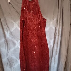 Charlotte Russe Red Sequin Backless Dress